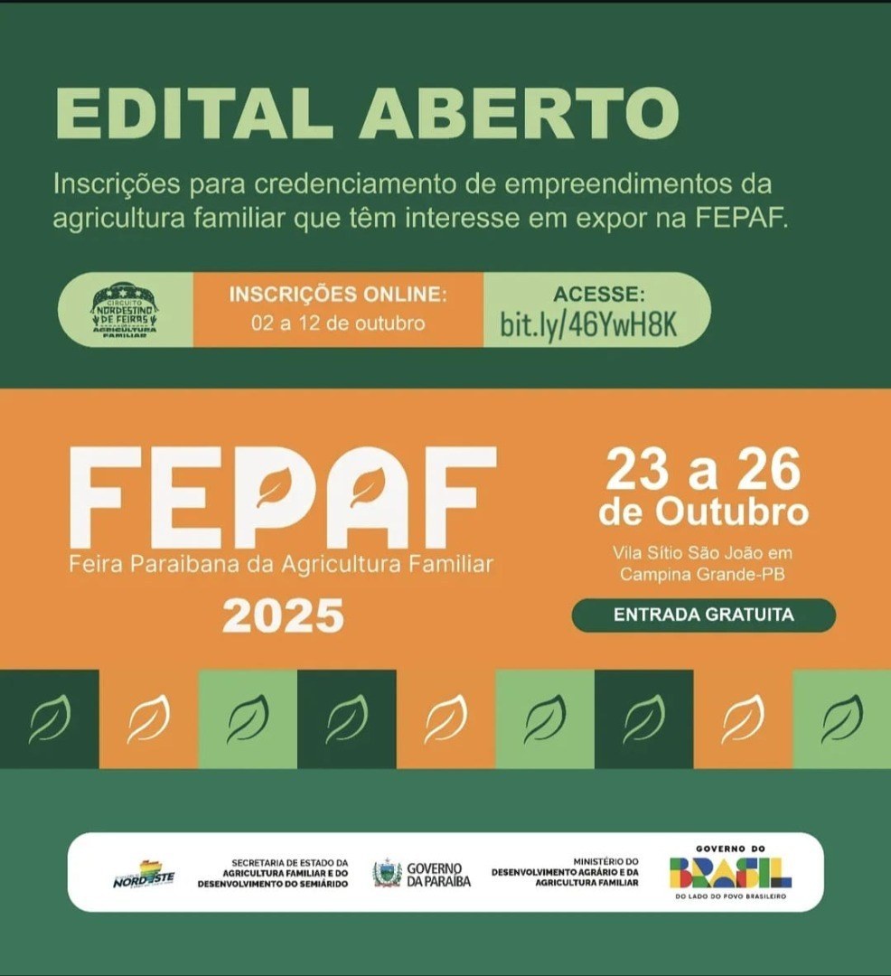 Governo da Paraíba abre inscrições para  participar da FEPAP em Campina Grande